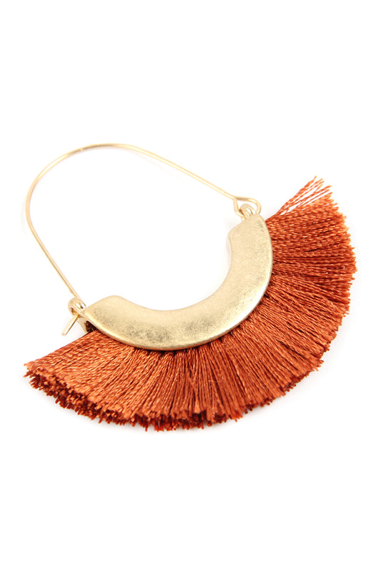 Tassel Hoop Earrings Brown