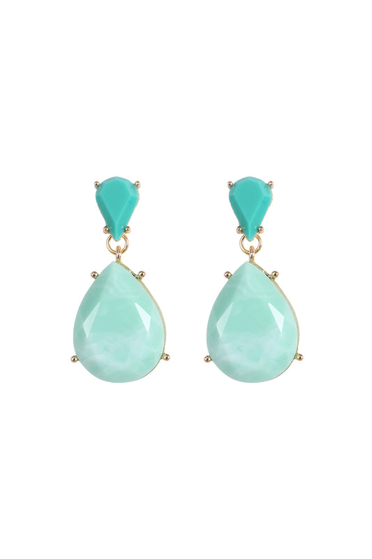 Double Teardrop Resin Stone Drop Earrings