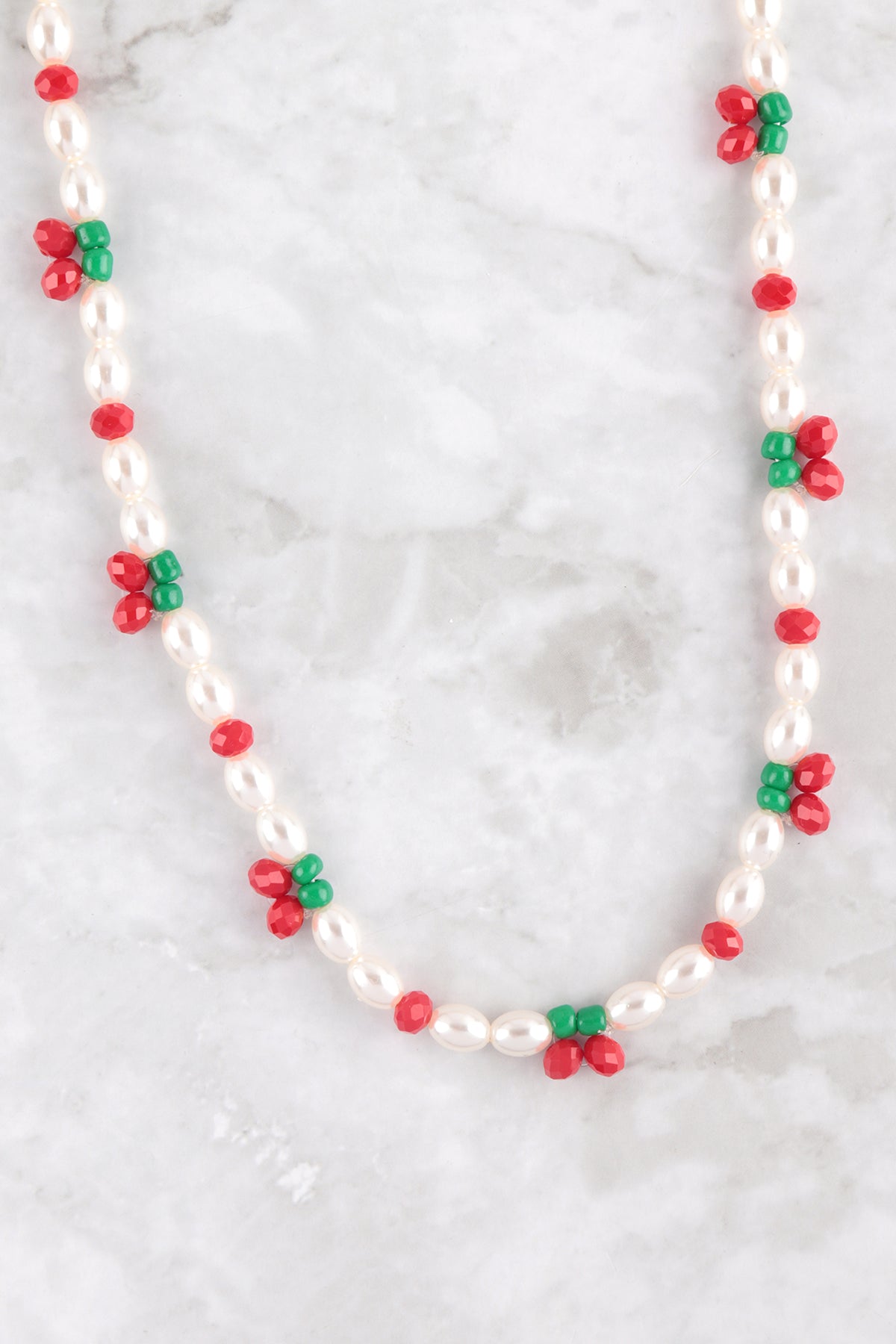 Cherry and Pearl Beaded Necklace