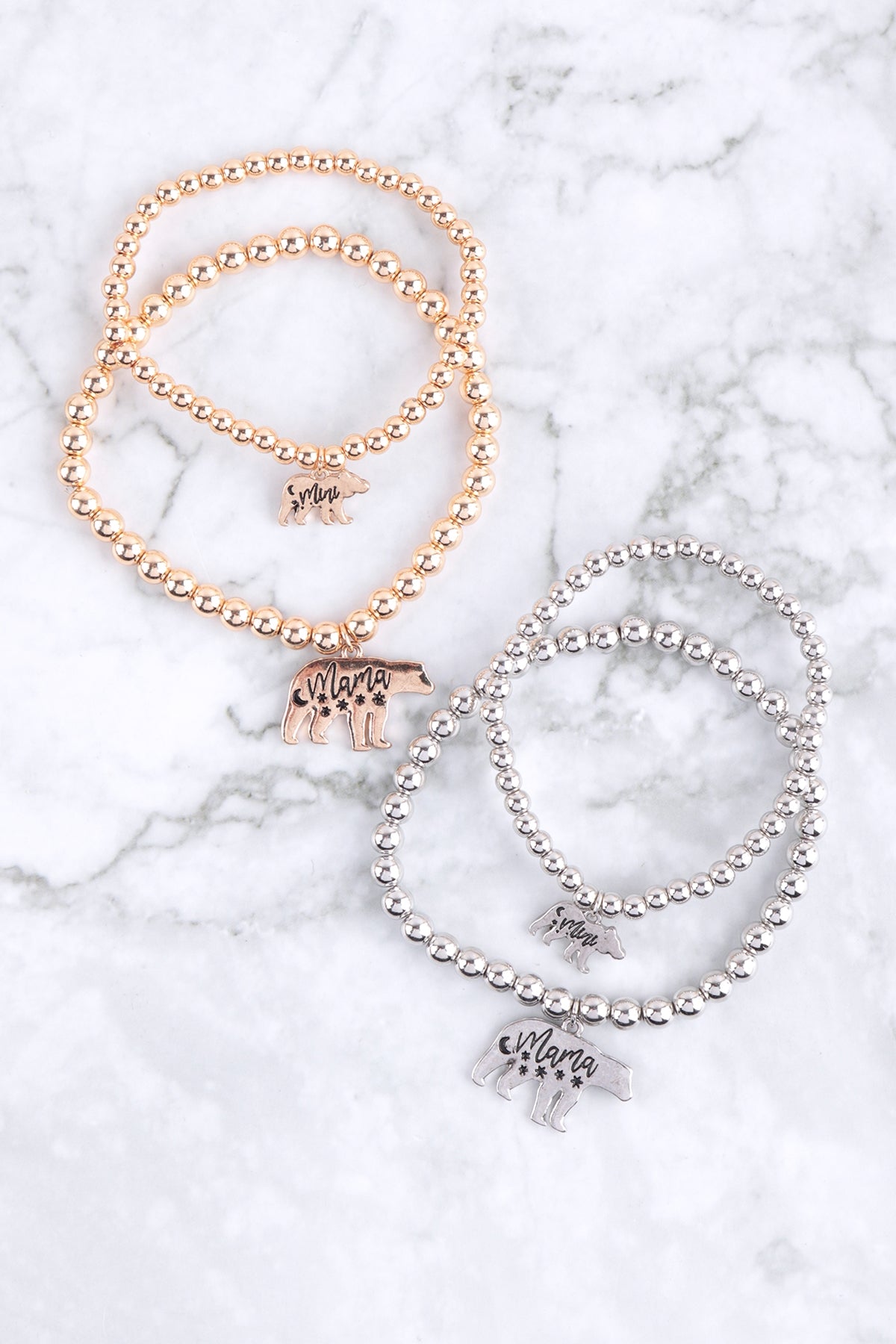 CCB Mini Bear Mama Bear 2 Set Charm Stretch Bracelet