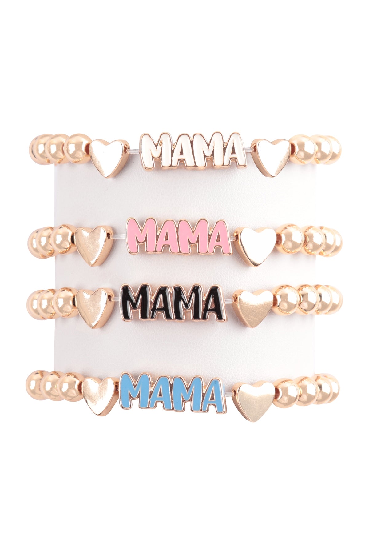 Mini & Mama Heart CCB Charm Stretch Bracelet Set