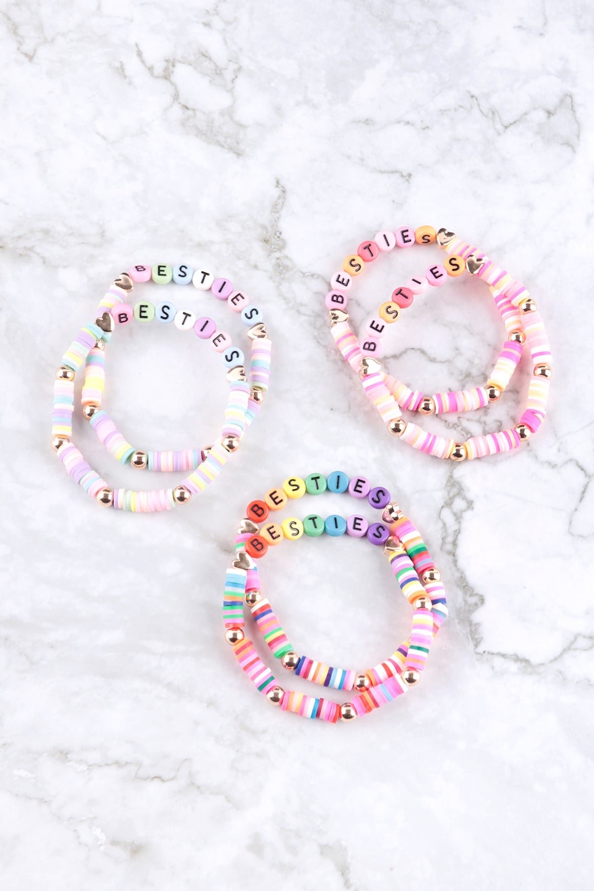 "Besties" Letter Rubber Beads Stretch Bracelet