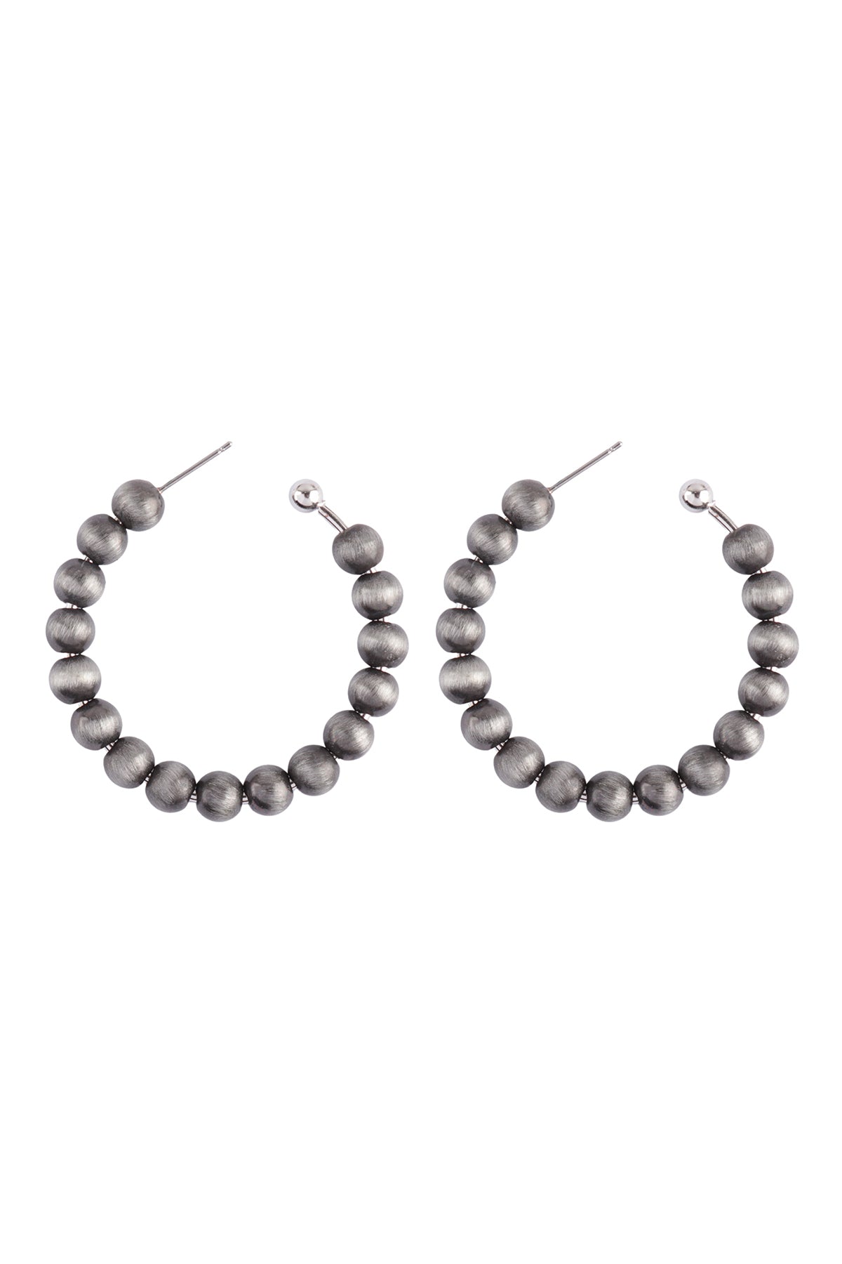 Hoop Beaded Earrings Burnish Silver