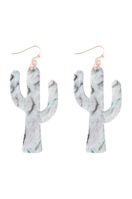 Cactus Leather Drop Fish Hook Earrings