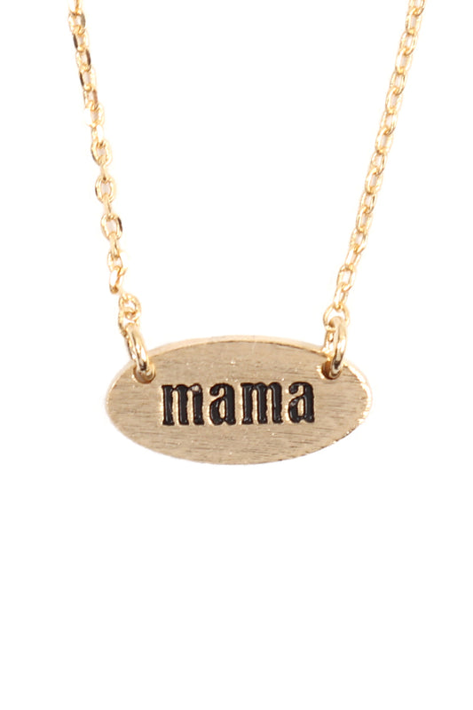 "MAMA" Oval Brass Chain Necklace