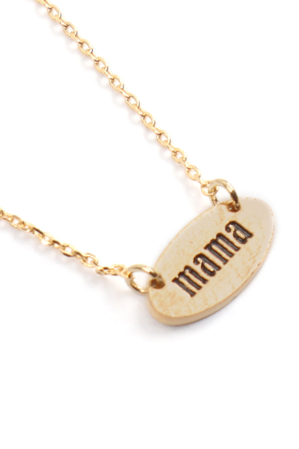 "MAMA" Oval Brass Chain Necklace