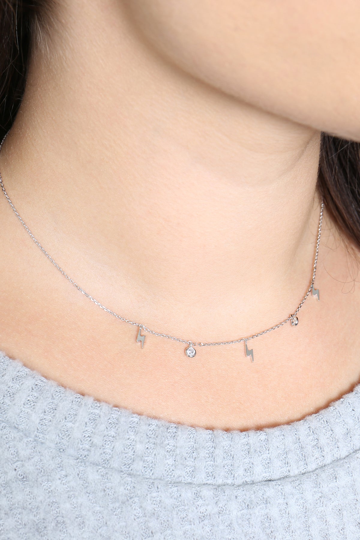 Lightning Zirconia Dainty Chain Necklace