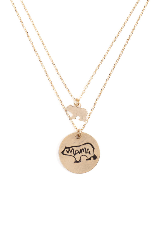 Mama Bear Double Layer Pendant Necklace
