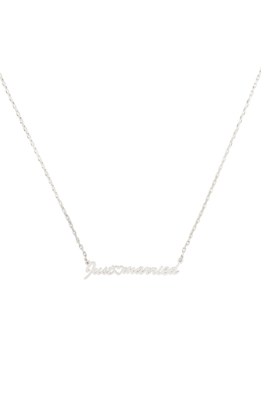 "Just Married" Script Letter Necklace