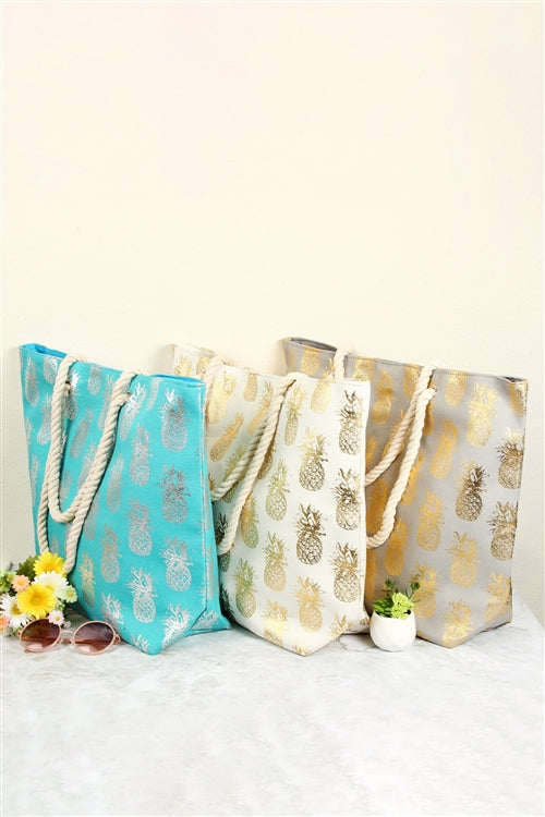 Gold Foil Pineapple Beach Bag / 1PC