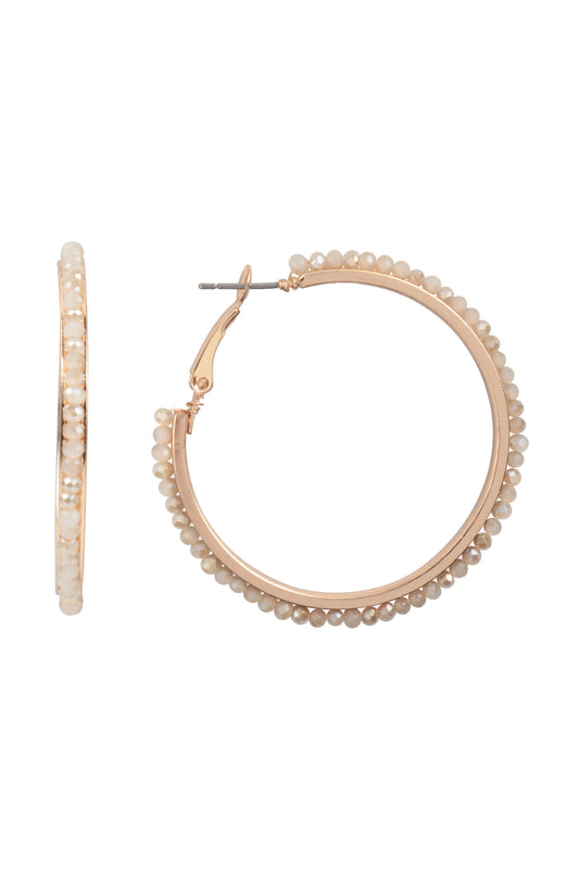 Boho Pave Rhinestone Hoop Earrings