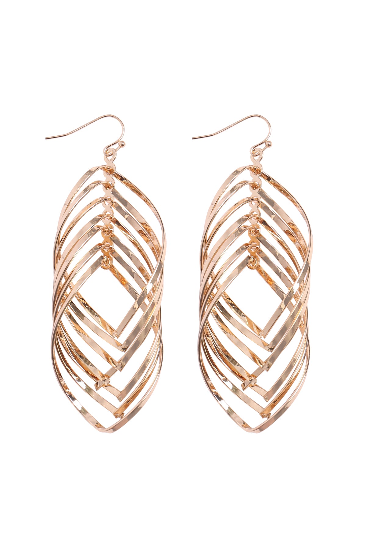 Twist Multi Layered Distort Drop Earrings Gold