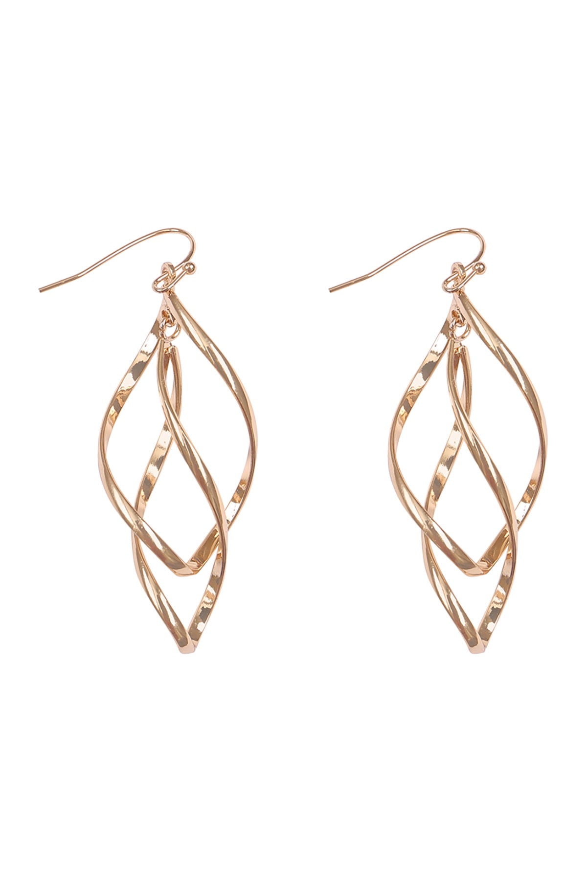 Twist Mobile Layered Drop Hook Earrings Gold