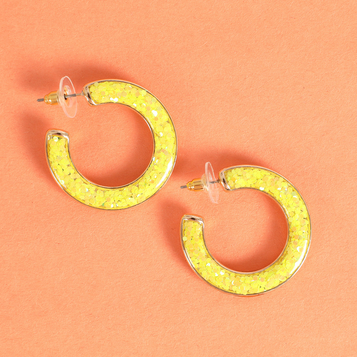 Glitter Epoxy Hoop Post Earrings