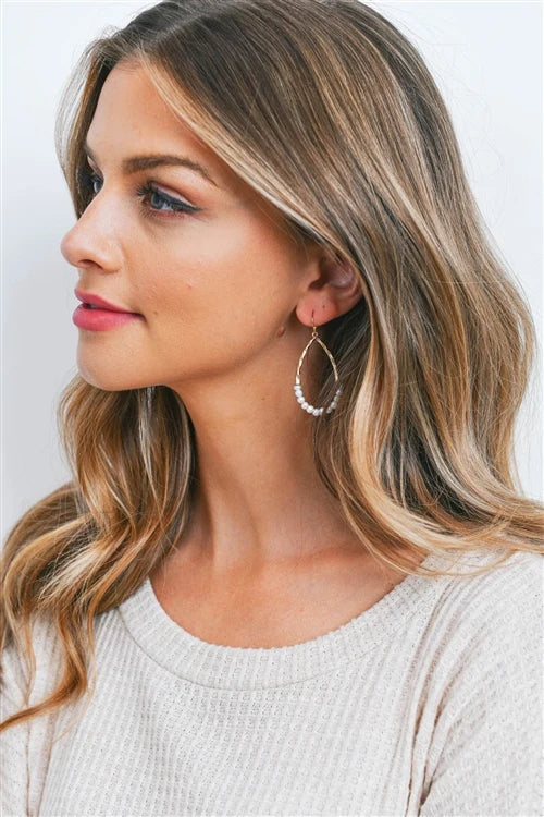 Casting W Pearl Erteardrop Cast With Pearl Bead Fish Hook Earrings