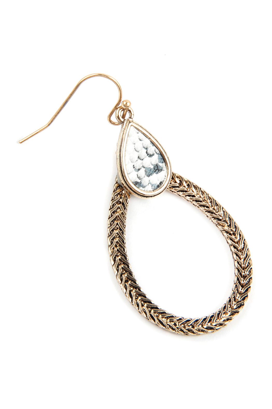 Texture Teardrop With Snake Skin Print Dangle Earrings