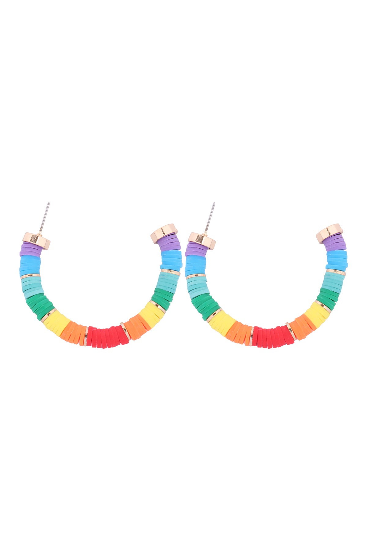 Half Open Hoop Fimo DIsc Beads Earrings Multicolor/6pcs