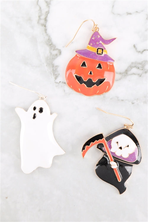 Halloween Pumpkin Enamel Earrings Orange