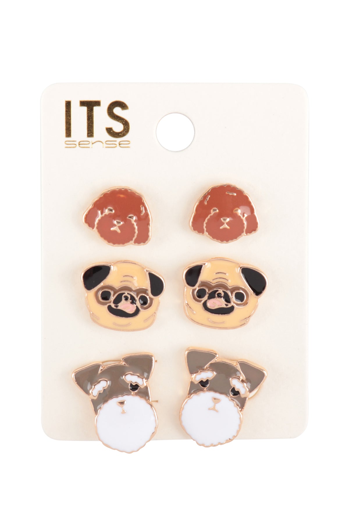 Cute Puppy 3 Set Enamel Earrings Multicolor /6Pcs