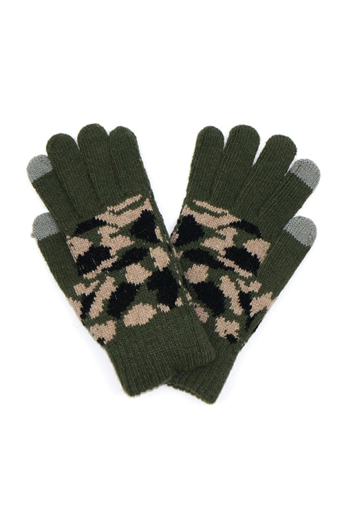 Camo Knit Gloves Smart Touch