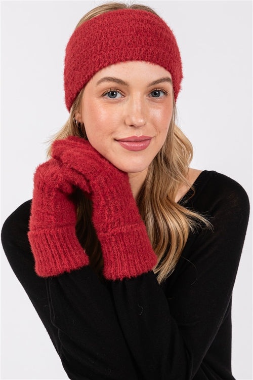 Fuzzy Cable Knit Smart Touch Gloves