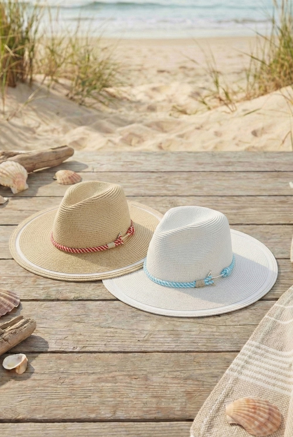 Sheer Brim Sun Hat With Nautical Rope And Anchor Detail