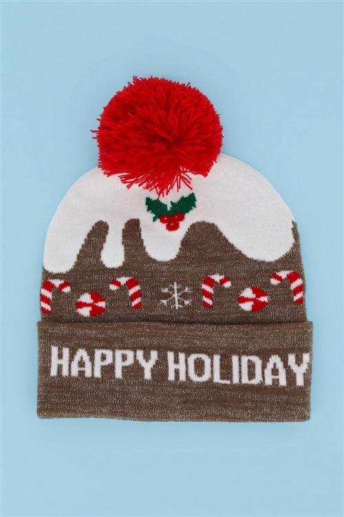 Happy Holiday Christmas Lurex Beanie