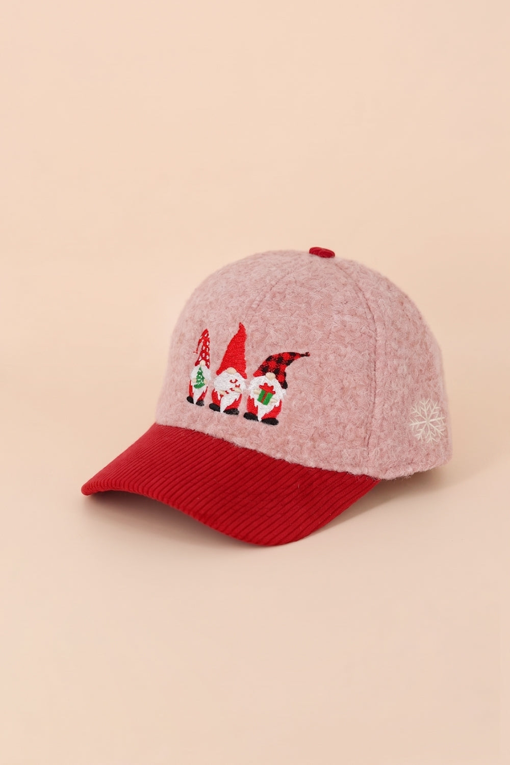 Christmas Gnomes Embroidered Sherpa And Corduroy Cap