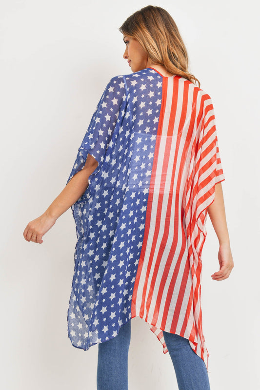 Half & Half American Flag Kimono