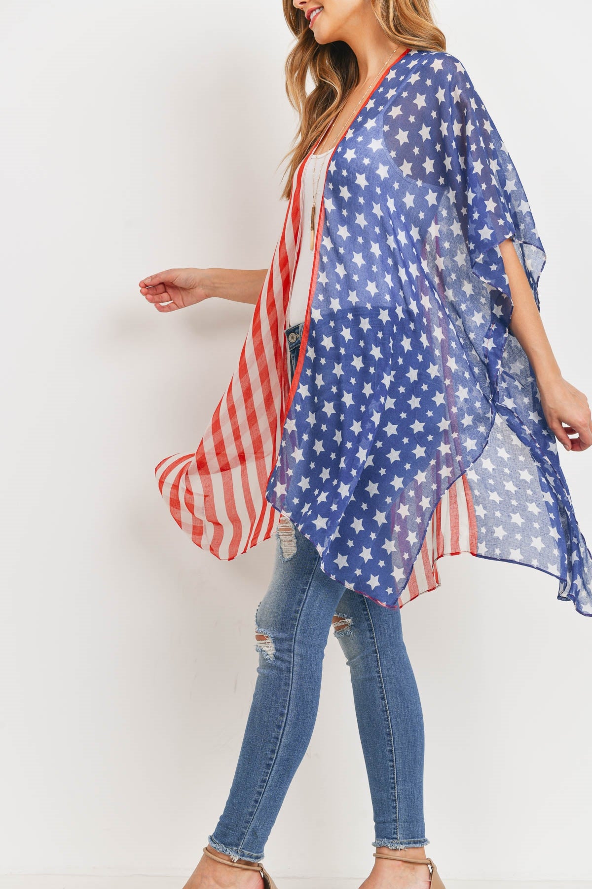 Half & Half American Flag Kimono