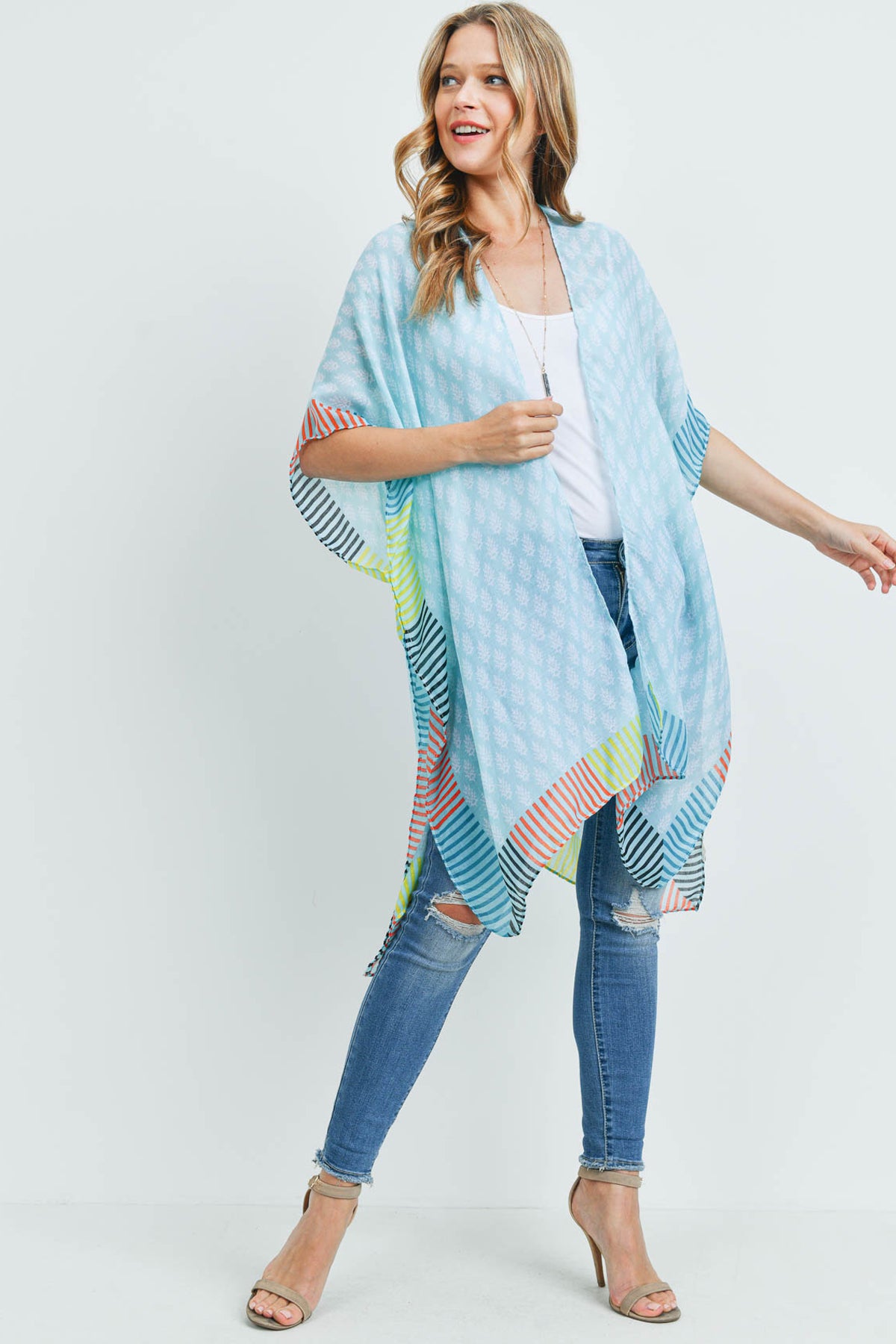 Bohemian Style Ombre Leaves Kimono