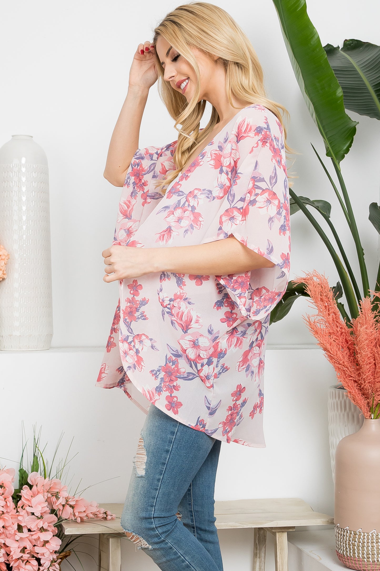 Floral Open Front Kimono
