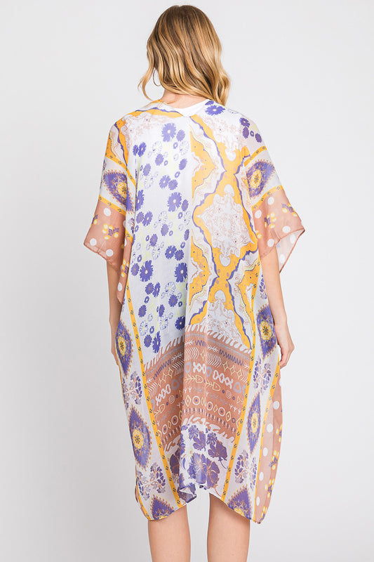 Flowy Boho Flower Print Kimono