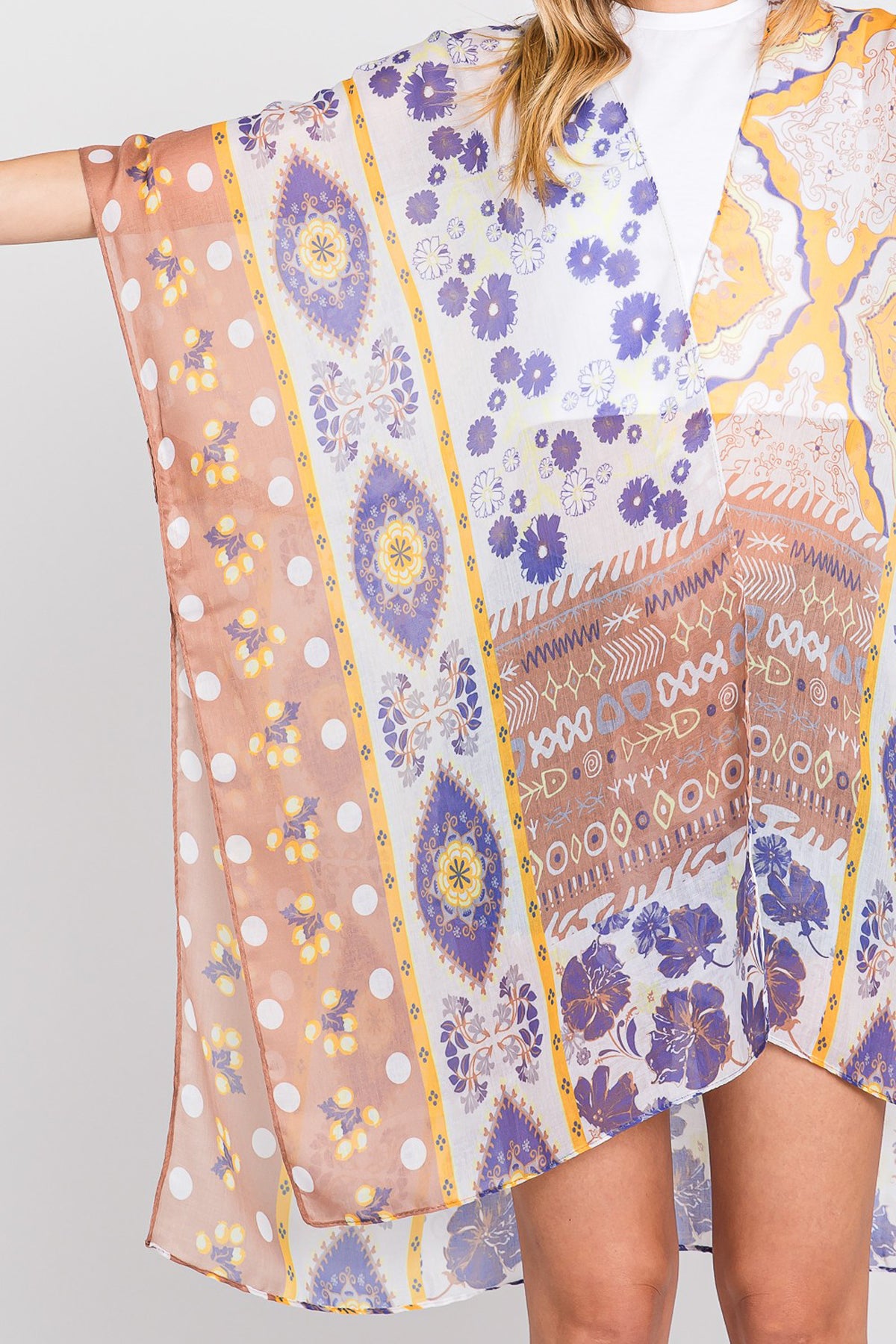 Flowy Boho Flower Print Kimono