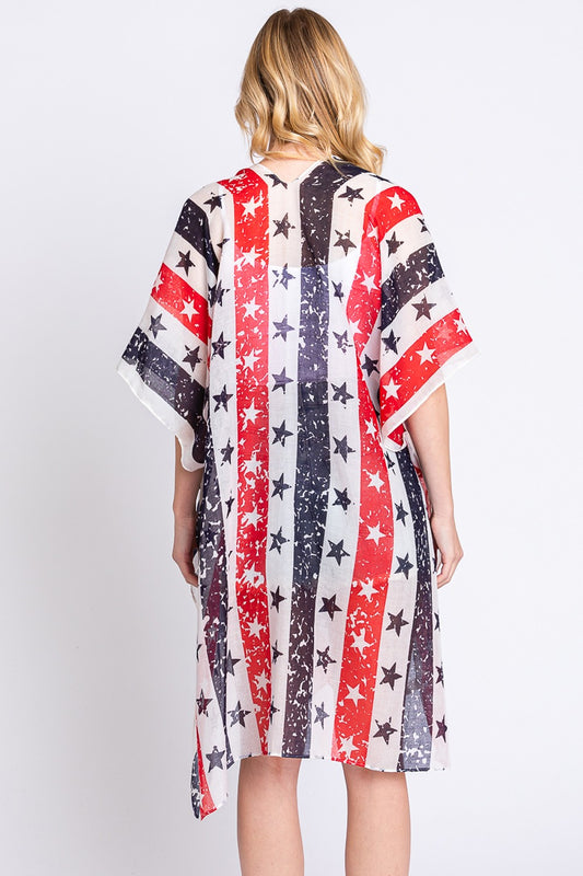 American Flag Star Print Kimono