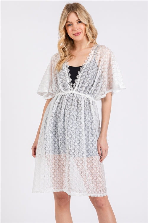 V-Neck Detailed Crochet Lace Cover-Up