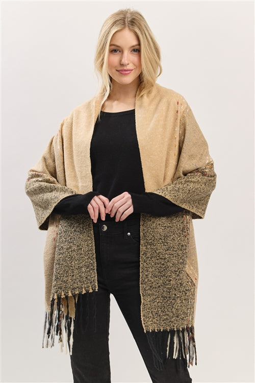 Subtle Stitch Details Fringe Scarf