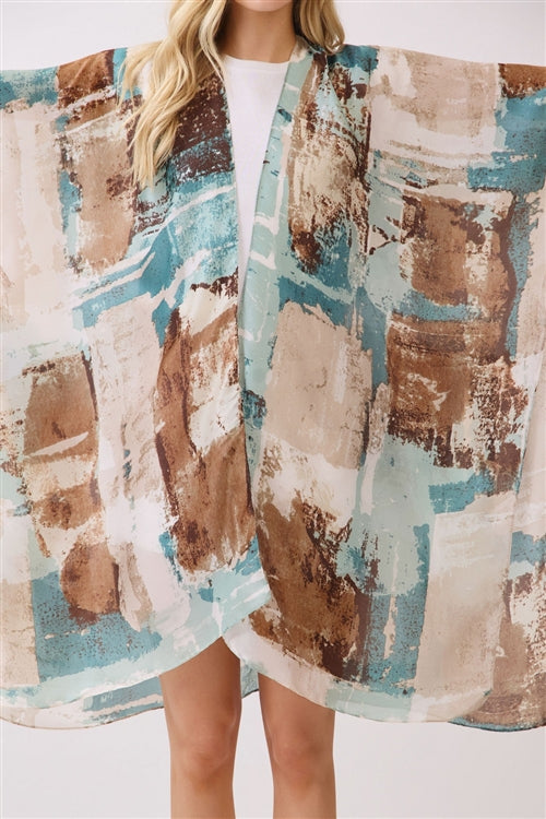 Abstract Modern Art Inspired Print Silky Feel kimono