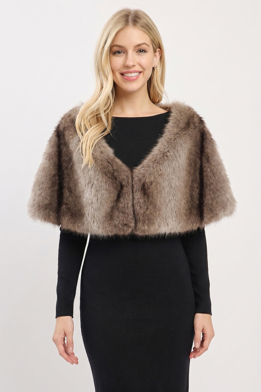 Urban Chic Faux Fur Cape Shawl With Hidden Fastening Loops