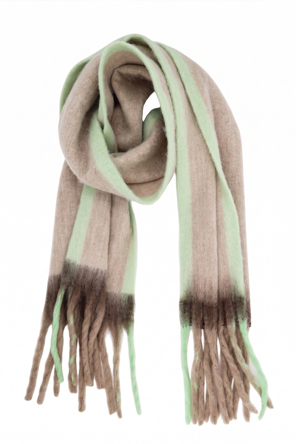 Color Block Brushed Fringe Scarf