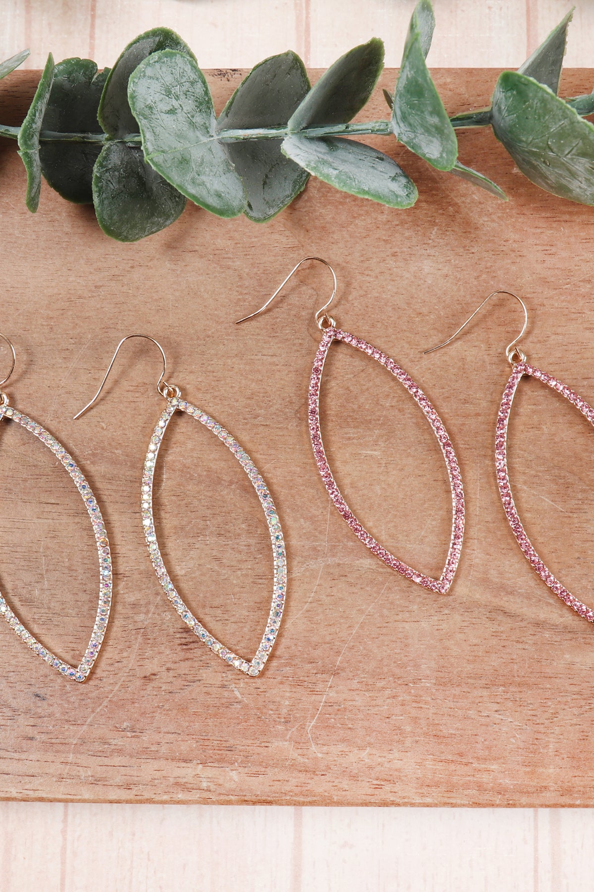 Open Marquise Rhinestone Earrings / 6PAIRS