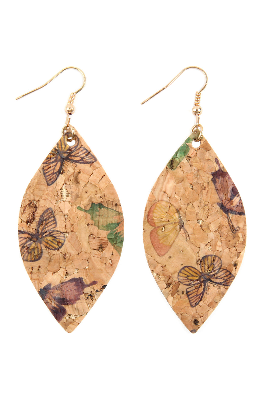 Purple Butterfly Print Cork Mar2uise Earrings