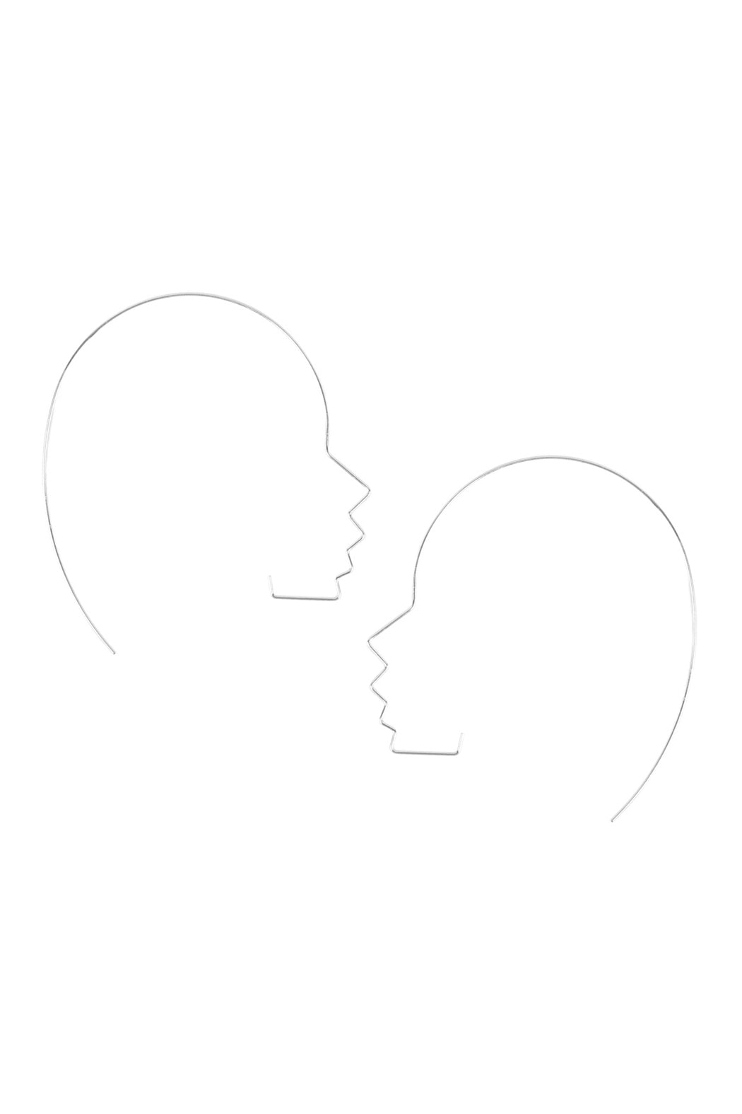 Silver Side Face Wire Earrings