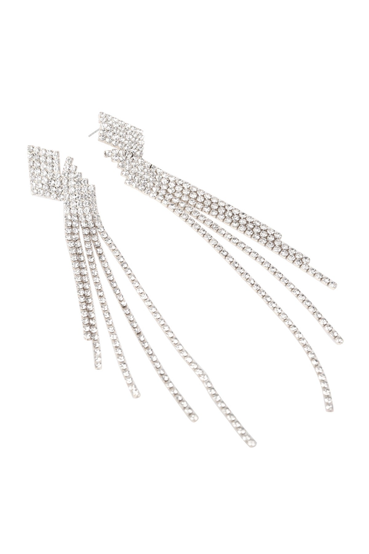 Rhinestone Layered Tassel Drop Earrings