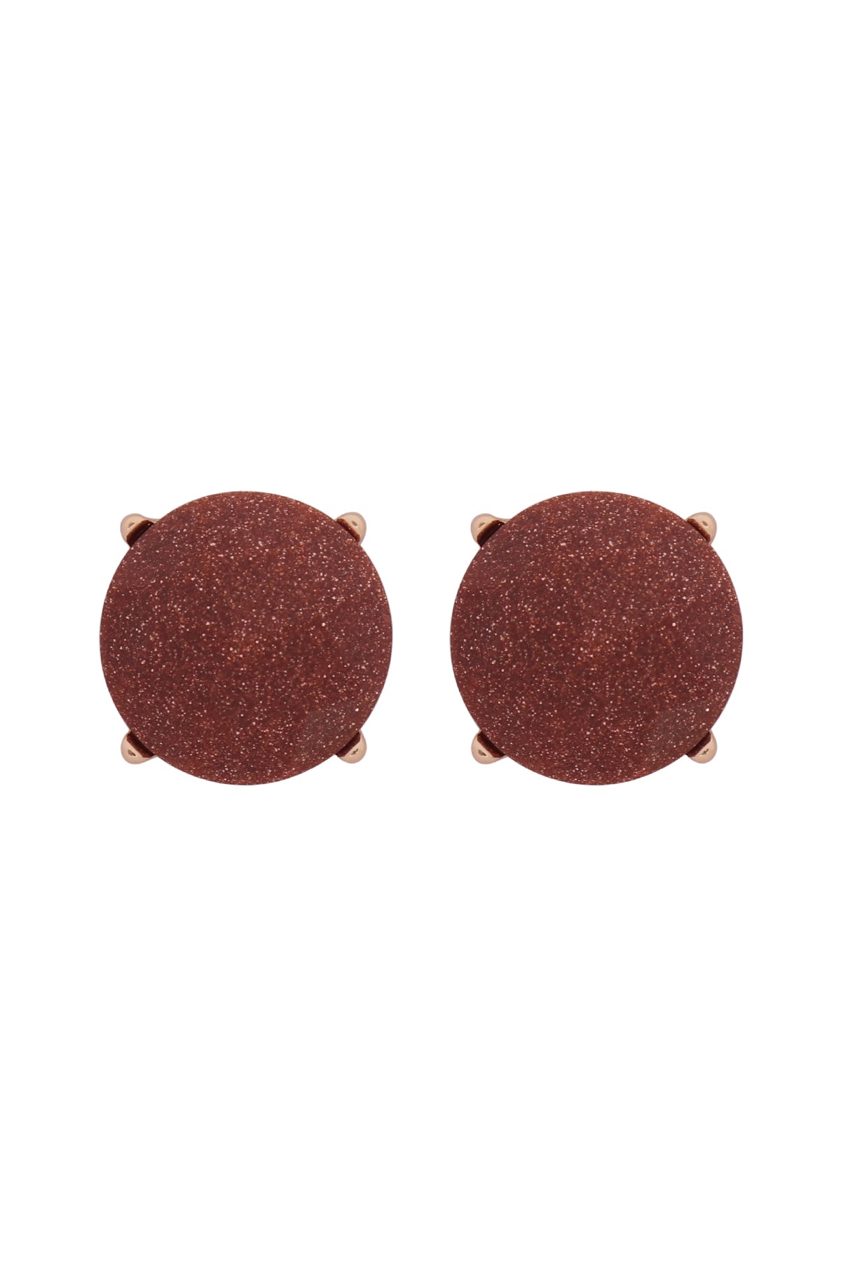 Faceted Stone Post Earrings Brown