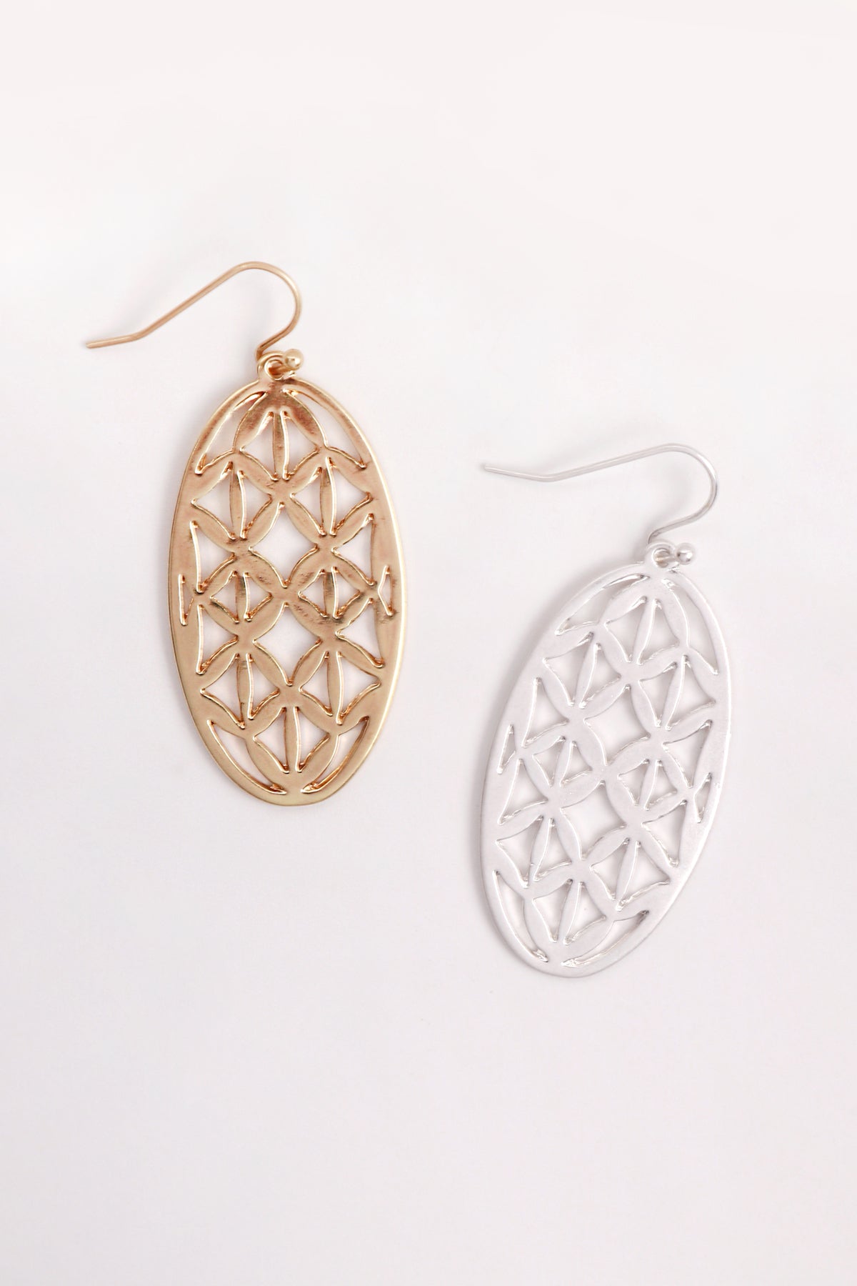 Oval Filigree Drop Earrings