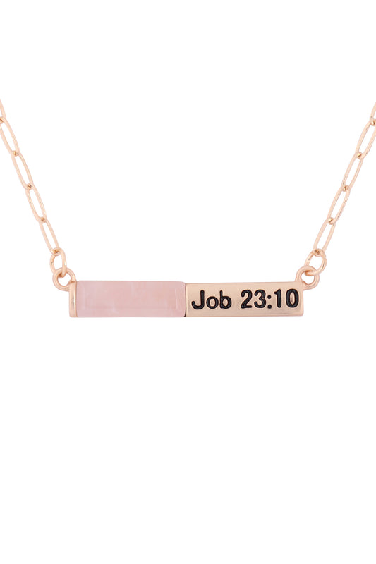 "Job 23:10" Half Natural Stone Half Metal Necklace