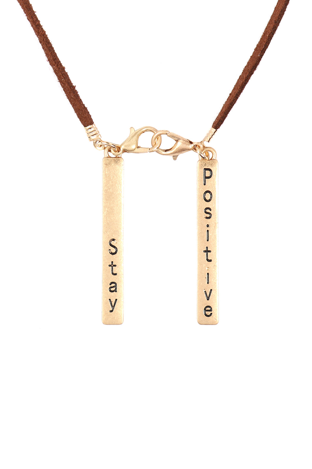 Eyeglasses Holder Leather "Stay Positive" Necklace