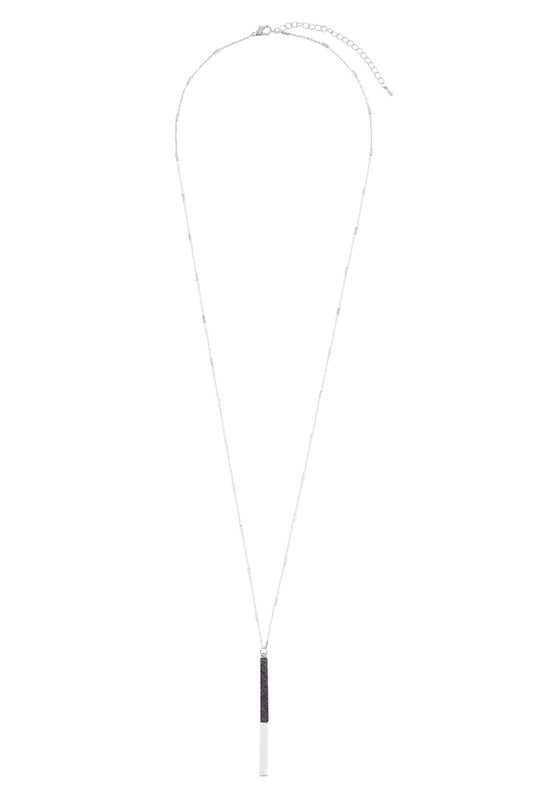 Bar Metal w/ Natural Stone Pendant Necklace