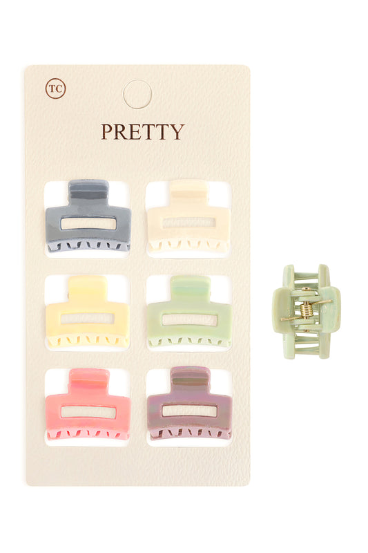 Mini Rectangle Hair Claw Clips-Colorful Small hair Accessories Set